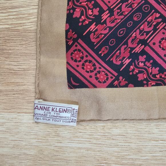 Vtg Anne Klein for Vera Companies Silk Scarf Leopard & Geometric Print - Picture 3 of 3